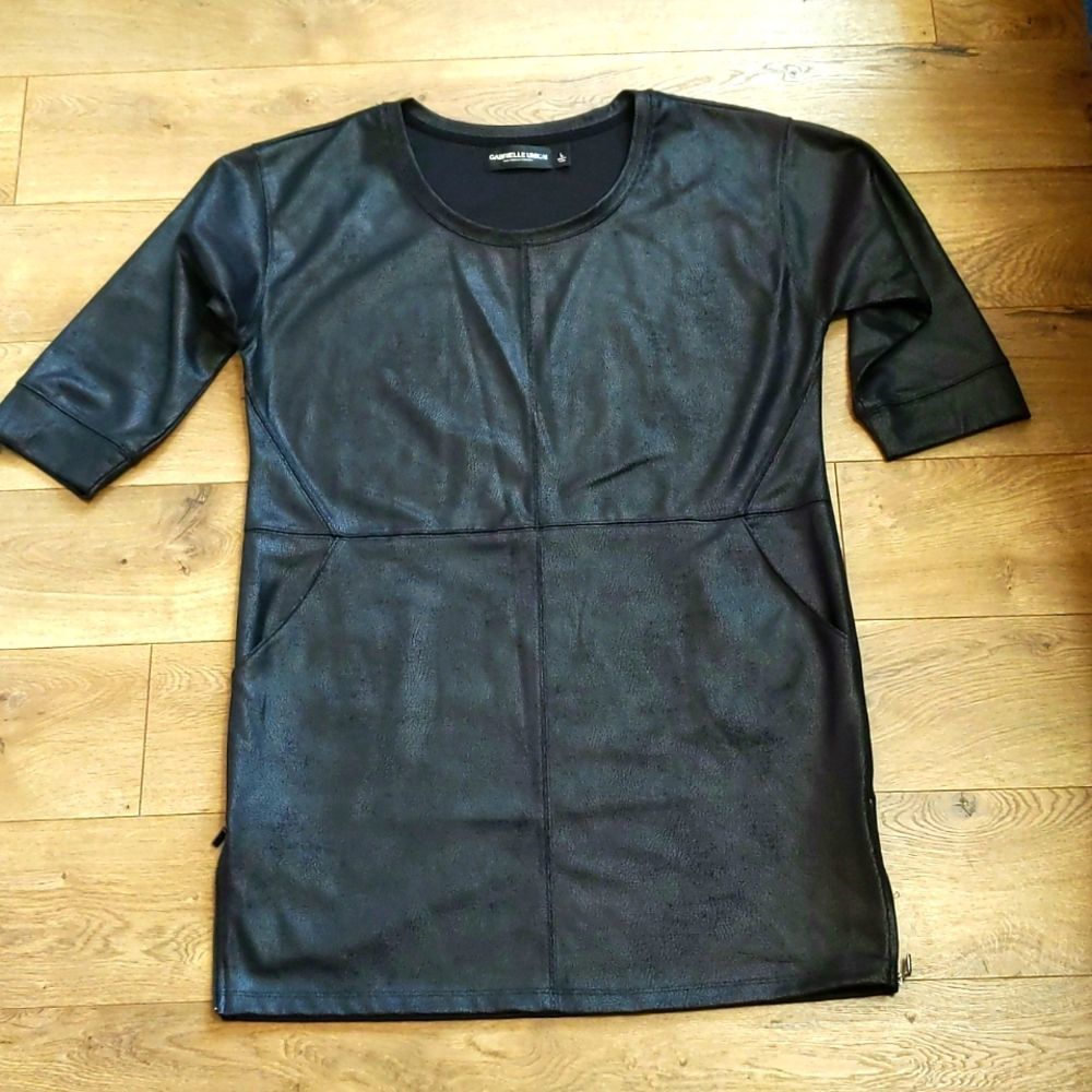 Gabrielle Union faux leather side zippers tunic dress L